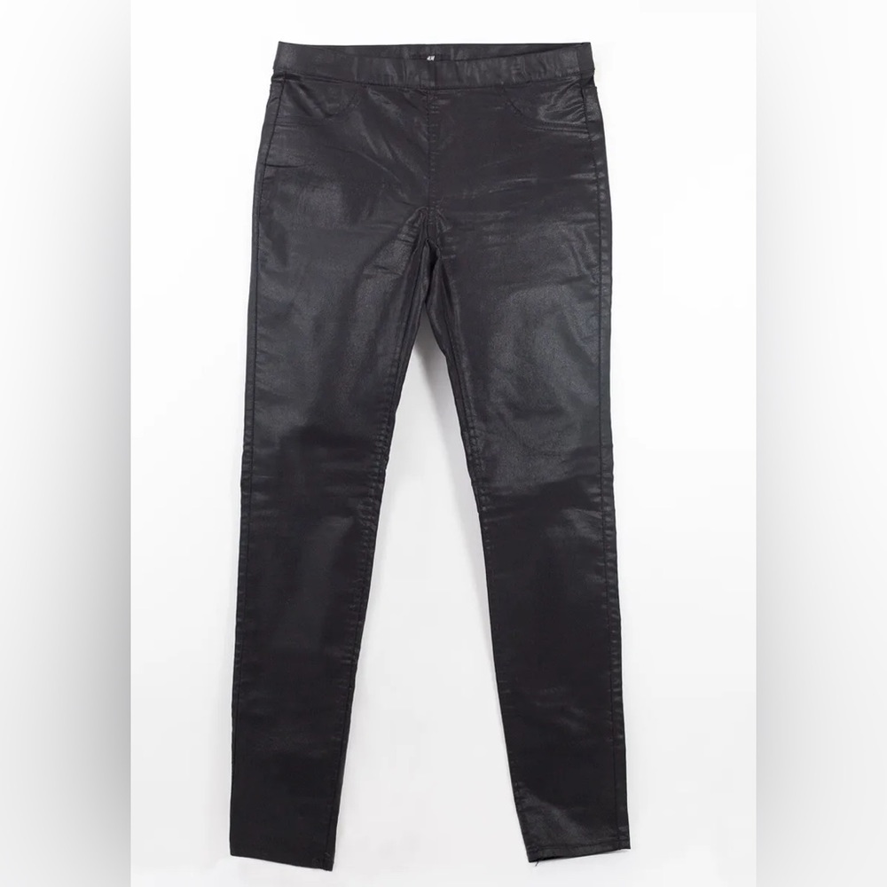 NWT H&M Shiny Black Skinny High Elasticity Super Stretch Shape Jeans